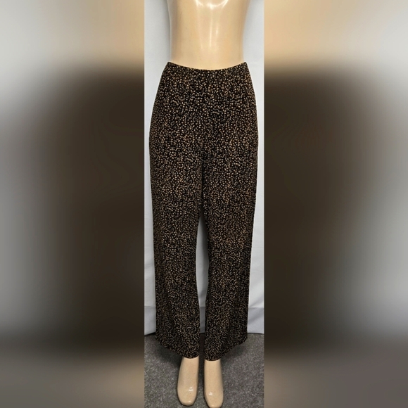 Coldwater Creek L Slinky Stretch Knit Pants Elastic Pull On Waist Animal Print - Picture 1 of 4
